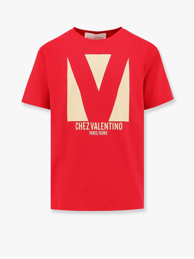 Valentino Cotton T-Shirt With Chez Valentino Print Rosso