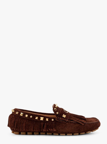 Valentino Garavani Driver Fastaway Suede Loafer With Fringes Marrone