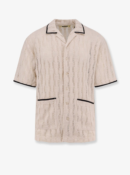Woodbird Wb Sunny Granny Perforated Knit Shirt Bianco