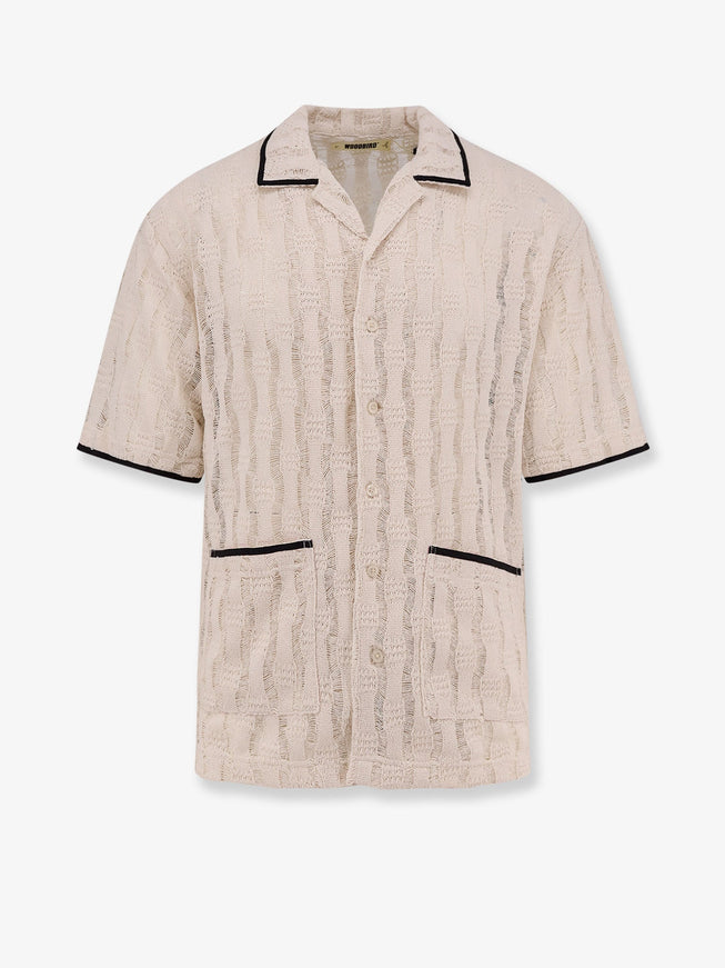 Woodbird Wb Sunny Granny Perforated Knit Shirt Bianco