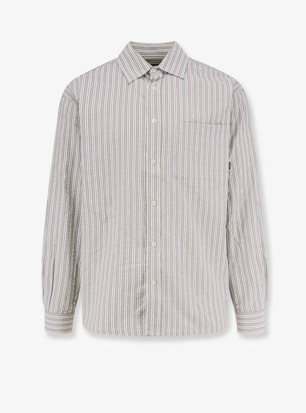 Woodbird Striped Cotton Blend Shirt Grigio