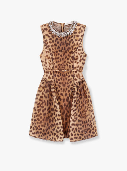 Zimmermann Linen And Silk Mini Dress With Animalier Print Maculato
