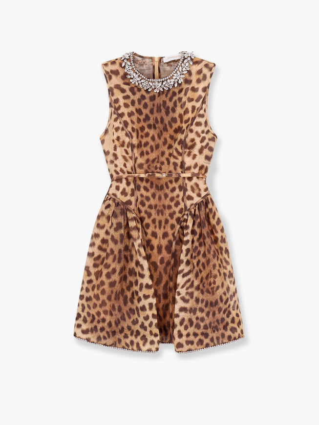 Zimmermann Linen And Silk Mini Dress With Animalier Print Maculato