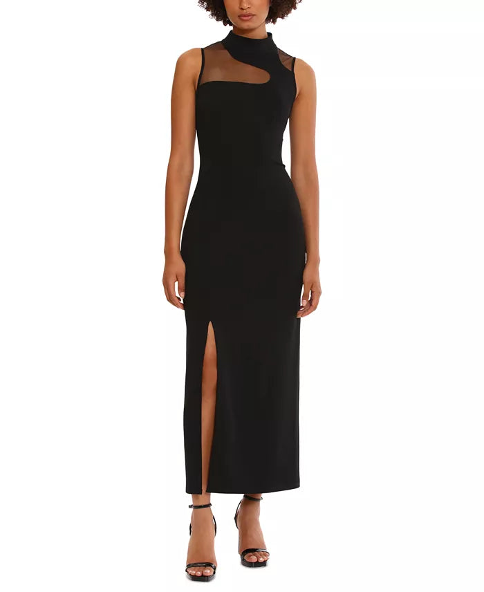 Donna Morgan Women's Mock-Neck Sleeveless Slit-Front Dress - Black - Size 2 Donna Morgan Women's Mock-Neck Sleeveless Slit-Front Dress - Black - Size 2
