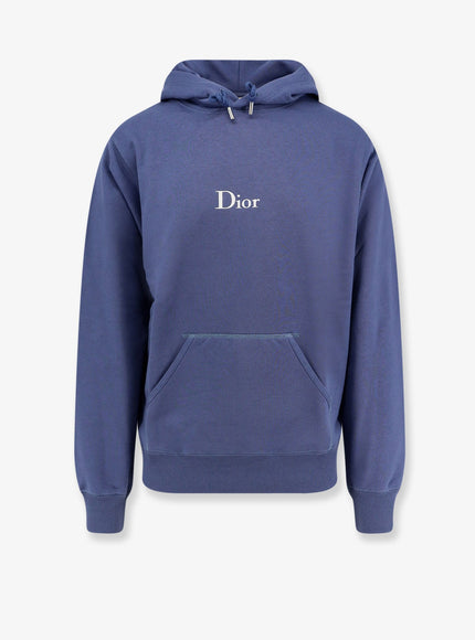 Dior Cotton Sweatshirt With Embroidered Lettering Logo Bleu