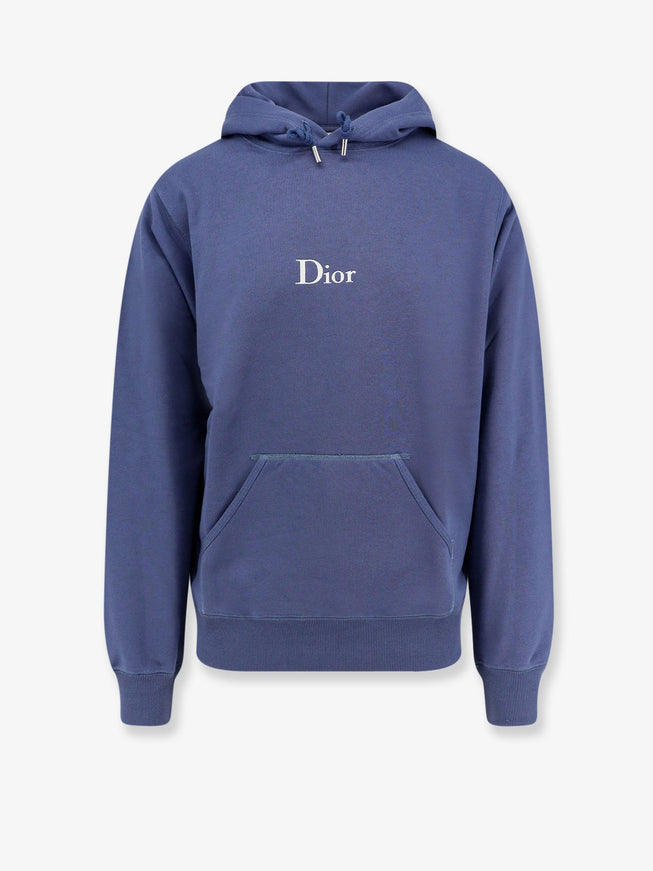 Dior Cotton Sweatshirt With Embroidered Lettering Logo Bleu