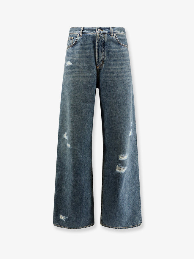 Dior Destroyed-Effect Blue Denim Jeans Bleu
