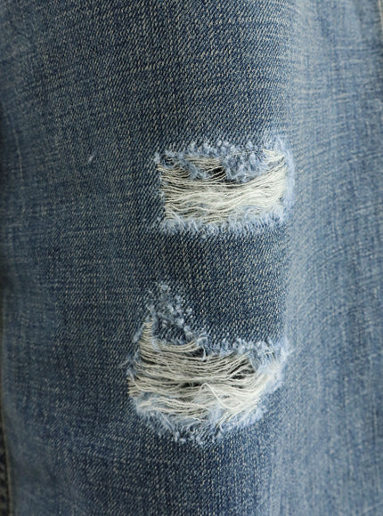 Dior Destroyed-Effect Blue Denim Jeans