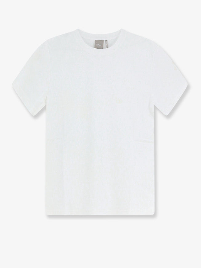 Dior Cotton T-Shirt With Tone-On-Tone Embroidered Cd Logo Blanc