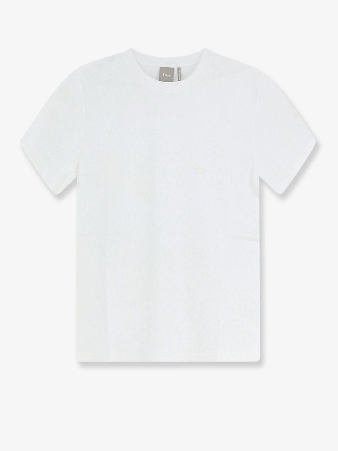 Dior Cotton T-Shirt With Tone-On-Tone Embroidered Cd Logo Blanc