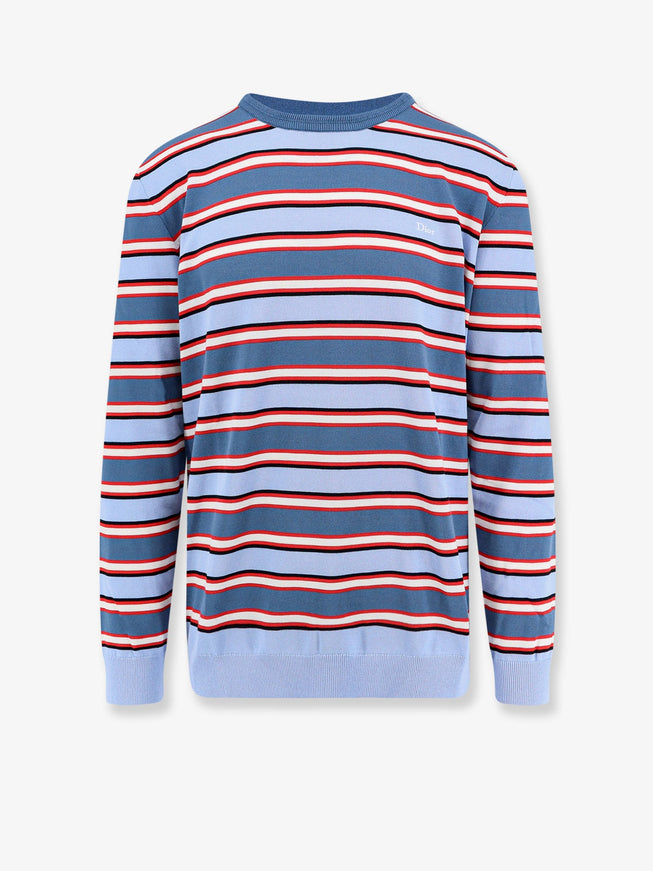 Dior Cotton Sweater With Striped Pattern Bleu