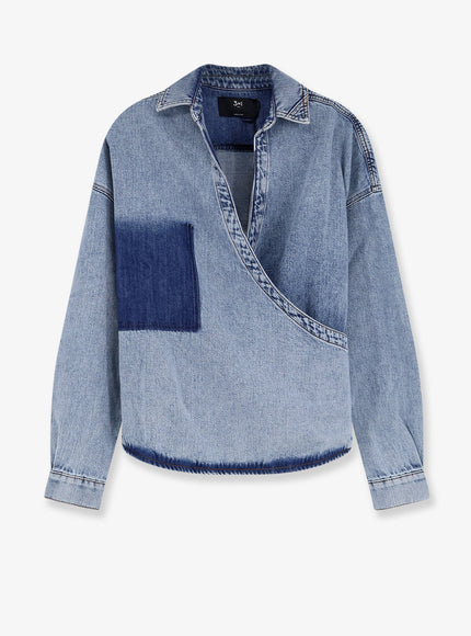 3X1 Cotton Shirt With Washed-Out Effect Vintage Lagoon