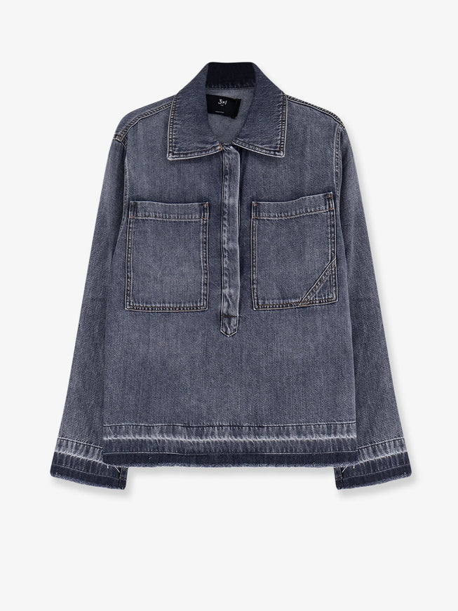 3X1 Denim Shirt With Frayed Edges Very Grey