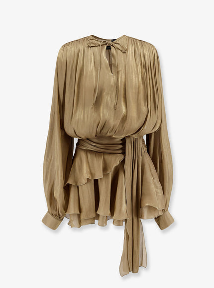 Actualee Flounced Mini Dress Beige