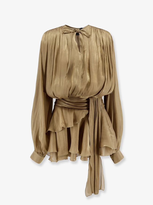 Actualee Flounced Mini Dress Beige