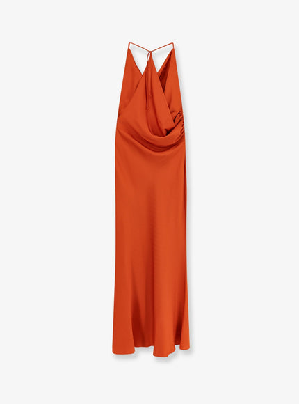 Actualee Satin Long Dress Orange
