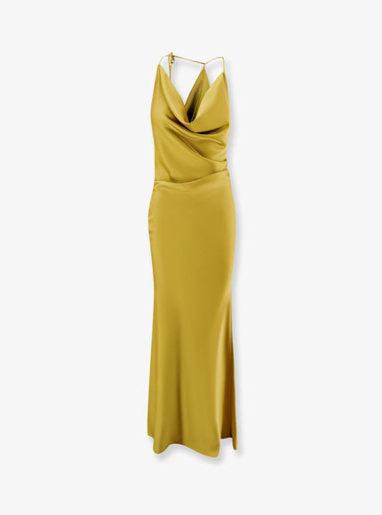 Actualee Satin Long Dress Yellow