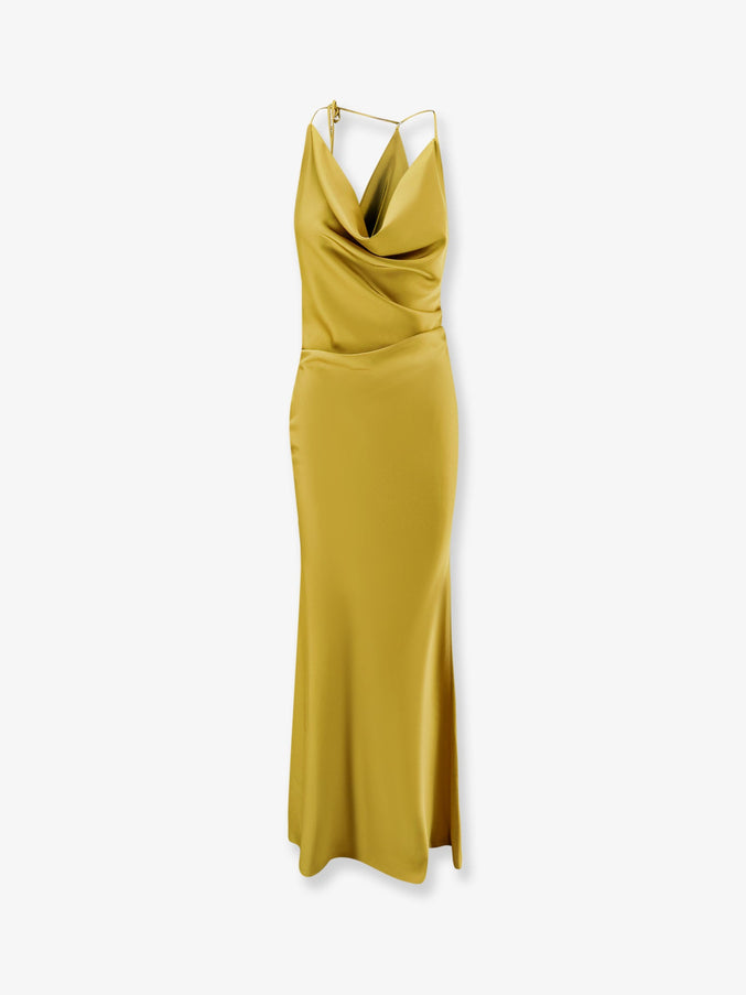 Actualee Satin Long Dress Yellow