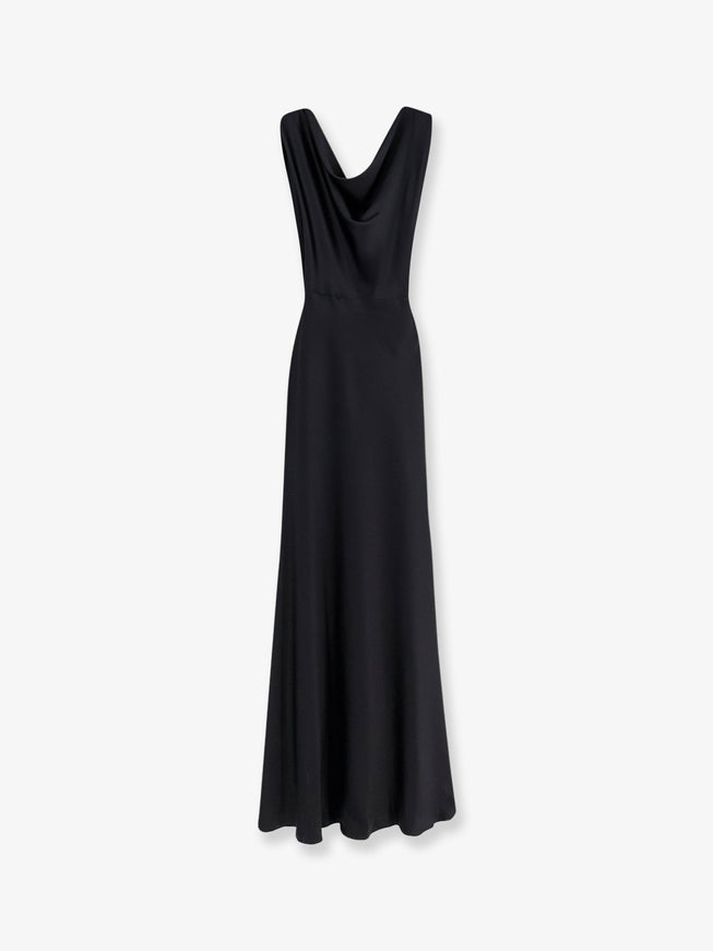 Actualee Satin Long Dress Black