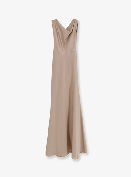 Actualee Satin Long Dress Sabbia
