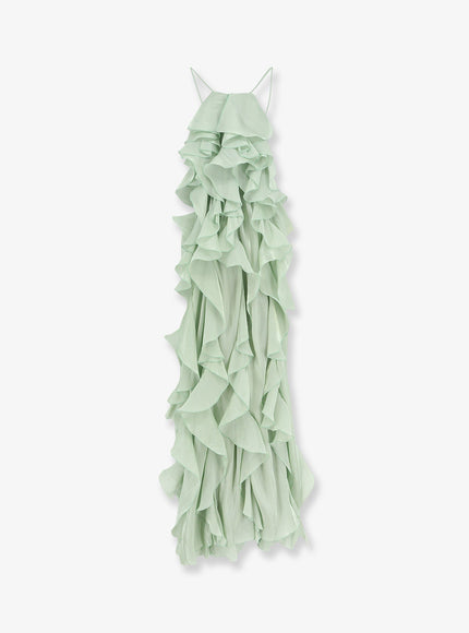 Actualee Long Dress With Ruffles Aloe