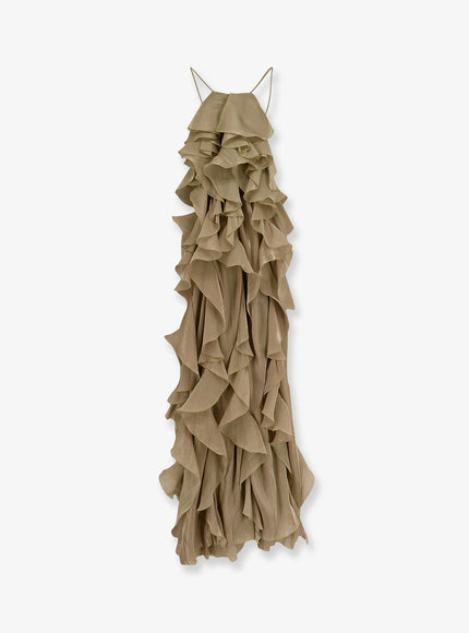 Actualee Long Dress With Ruffles Beige