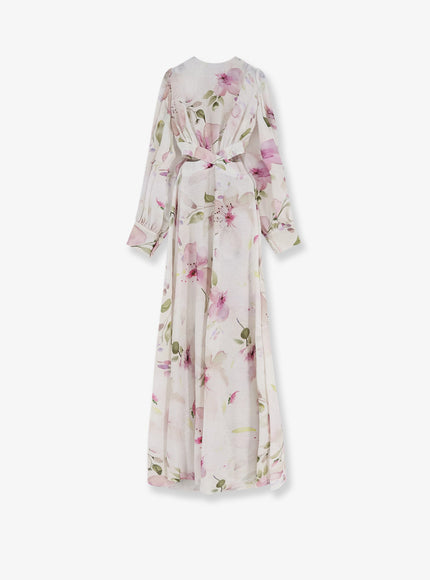 Actualee Linen And Cotton Blend Long Dress Flower