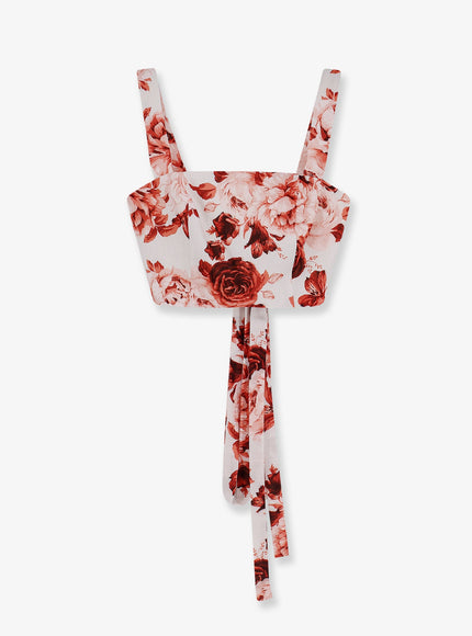Actualee Cotton And Linen Blend Top Roses