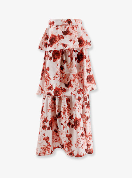 Actualee Flounced Long Skirt Roses