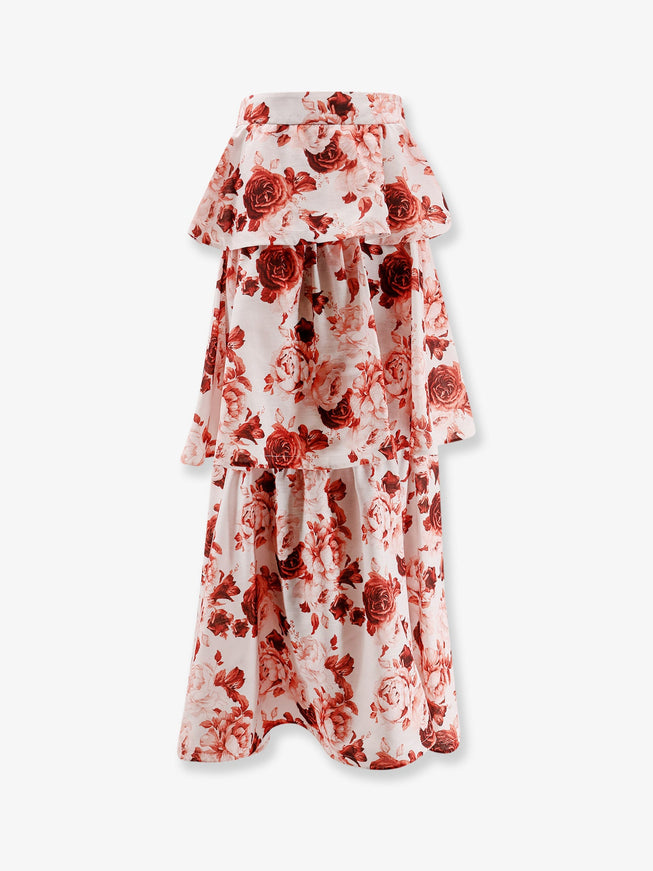 Actualee Flounced Long Skirt Roses