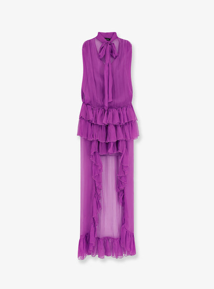 Actualee Asymmetric Voile Dress Bordo