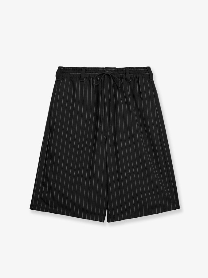 Adidas Y-3 Pinstriped Fabric Bermuda Shorts Black