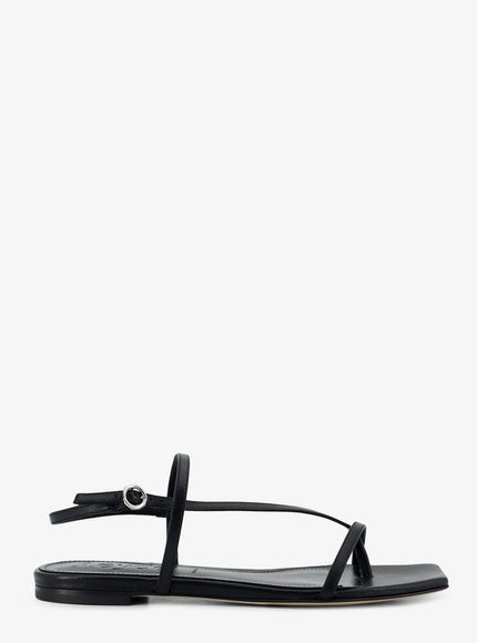Aeyde Ella Flat Leather Sandals Black