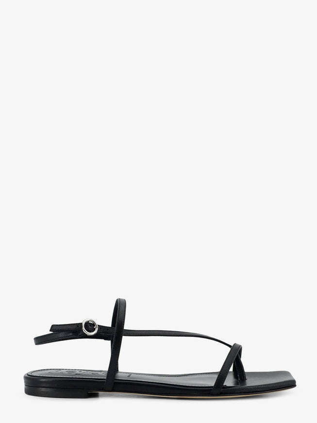 Aeyde Ella Flat Leather Sandals Black