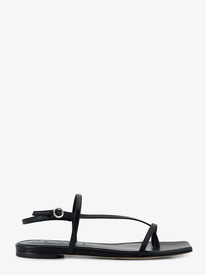 Aeyde Ella Flat Leather Sandals Black