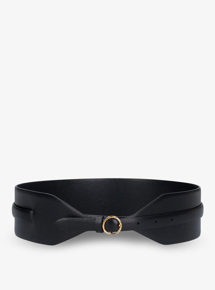 Alaia Maxi Leather Belt With Metal Buckle Noir