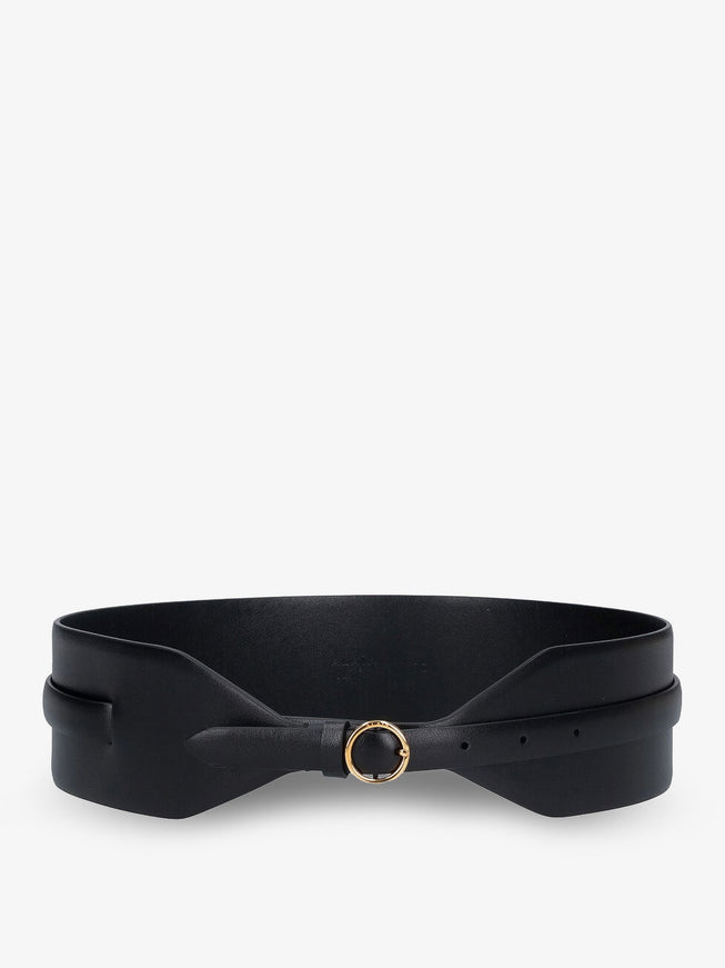 Alaia Maxi Leather Belt With Metal Buckle Noir
