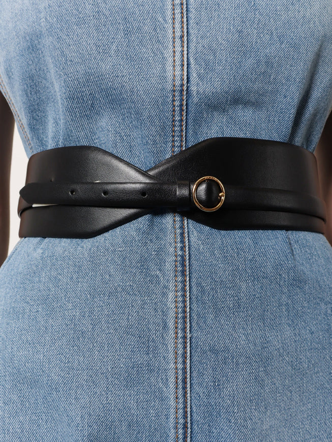 Alaia Maxi Leather Belt With Metal Buckle