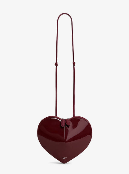 Alaia Le Coeur Patent Leather Crossbody Bag Uni Rouge Grenat