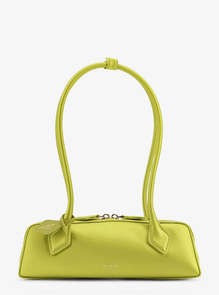 Alaia Le Teckel Satin Shoulder Bag With Front Logo Uni Lime