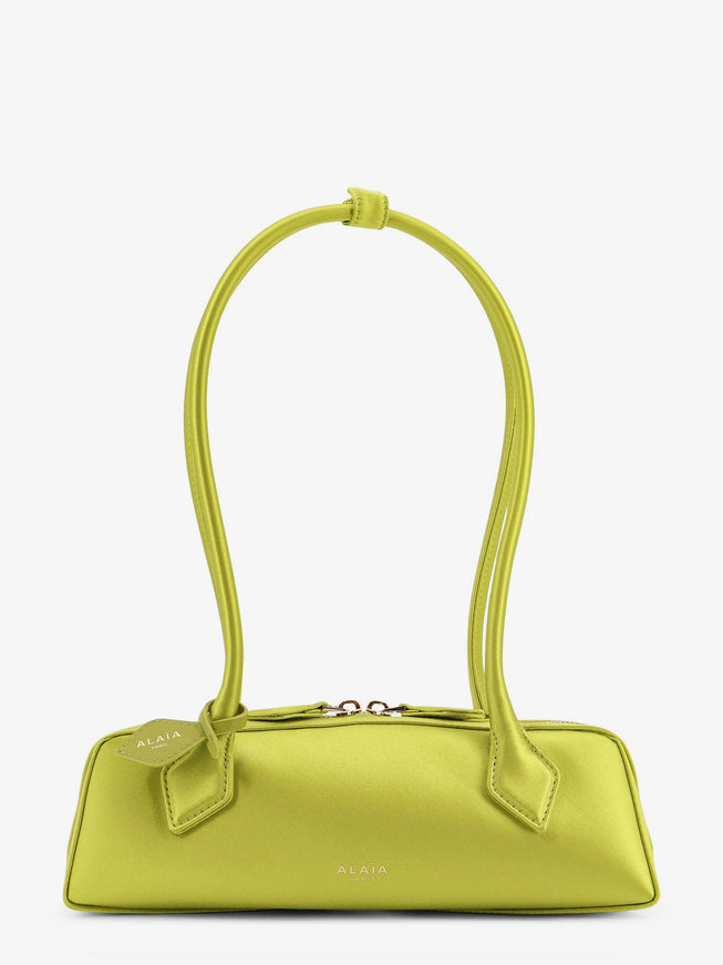 Alaia Le Teckel Satin Shoulder Bag With Front Logo Uni Lime