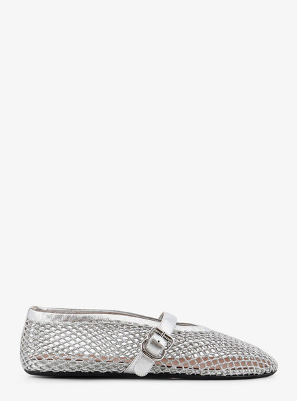 Alaia Ballet Flats Glitter Mesh And Leather Ballerinas Argent