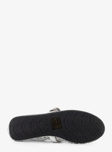 Alaia Ballet Flats Glitter Mesh And Leather Ballerinas