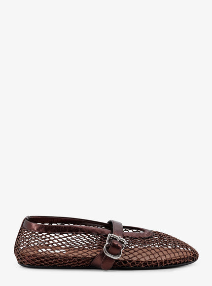 Alaia Ballet Flats Glitter Mesh And Leather Ballerinas Bronze