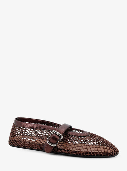 Alaia Ballet Flats Glitter Mesh And Leather Ballerinas