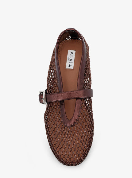 Alaia Ballet Flats Glitter Mesh And Leather Ballerinas