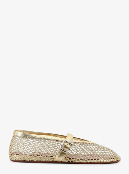 Alaia Ballet Flats Glitter Mesh And Leather Ballerinas Platine