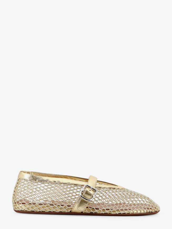 Alaia Ballet Flats Glitter Mesh And Leather Ballerinas Platine