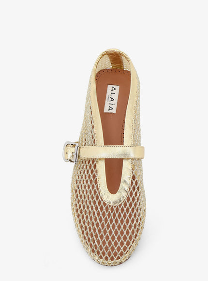 Alaia Ballet Flats Glitter Mesh And Leather Ballerinas