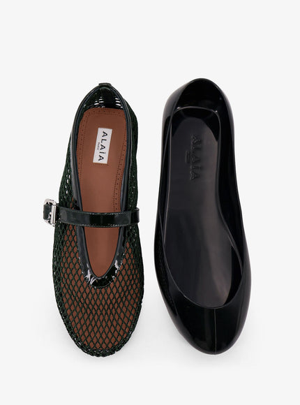 Alaia Rubber Flat Mesh Ballerinas